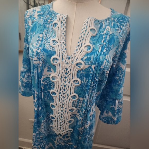 Lilly Pulitzer Krysta Tunic Dress in the "Amalfi Blue Sunny State of Mind" - Picture 2 of 5